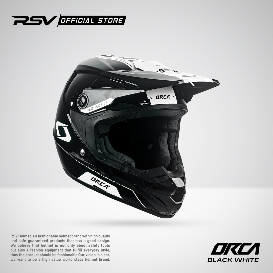 Helm RSV X ORCA Atom Nectar 3.0 Black White | Helm Trail Cross Supermoto