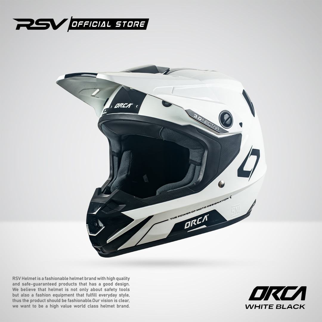 Helm RSV X ORCA Atom Nectar 3.0 White Black | Helm Trail Cross Supermoto