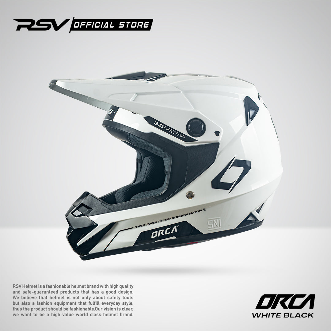 Helm RSV X ORCA Atom Nectar 3.0 White Black | Helm Trail Cross Supermoto