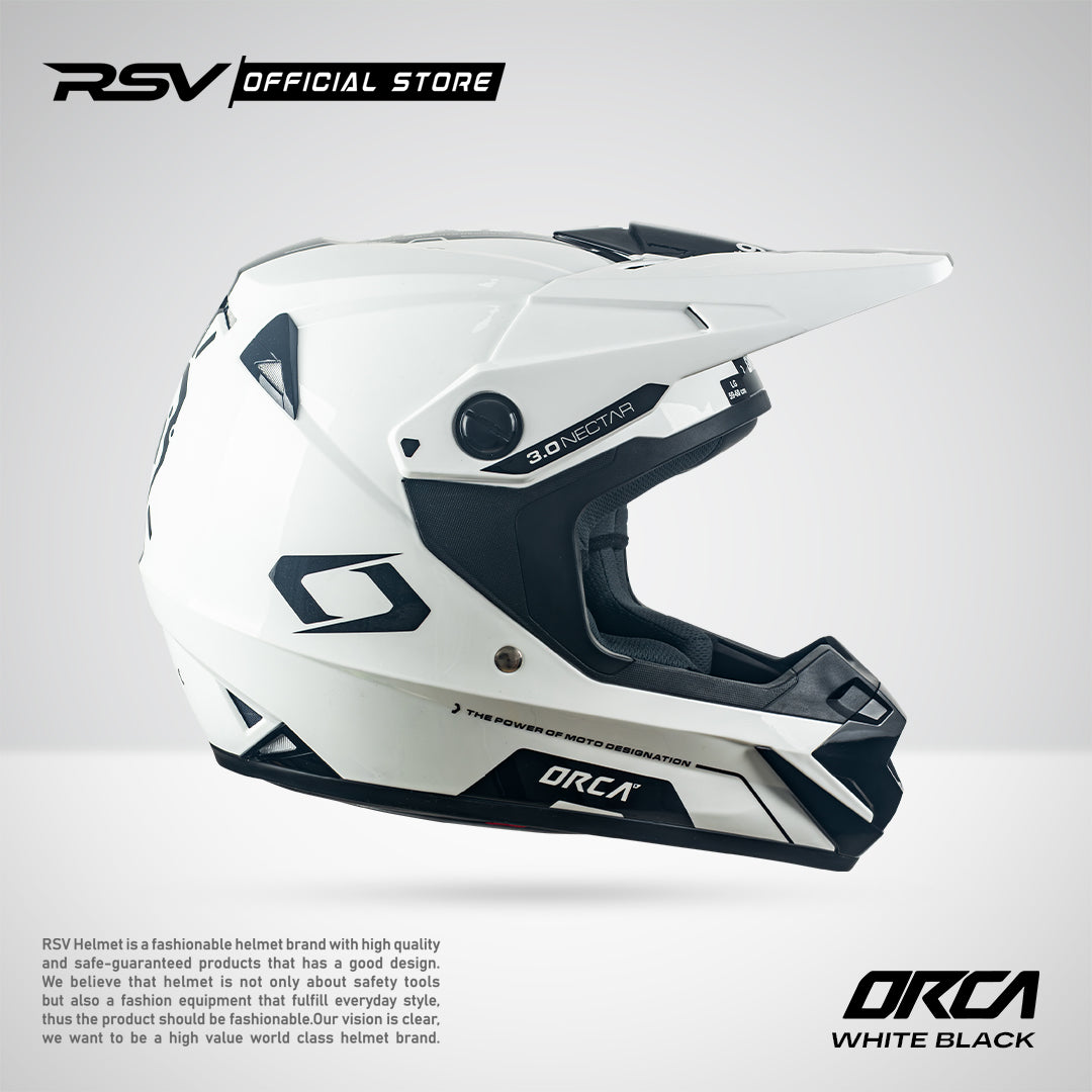 Helm RSV X ORCA Atom Nectar 3.0 White Black | Helm Trail Cross Supermoto