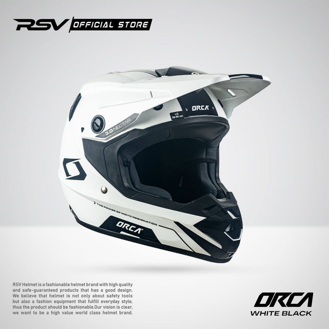 Helm RSV X ORCA Atom Nectar 3.0 White Black | Helm Trail Cross Supermoto