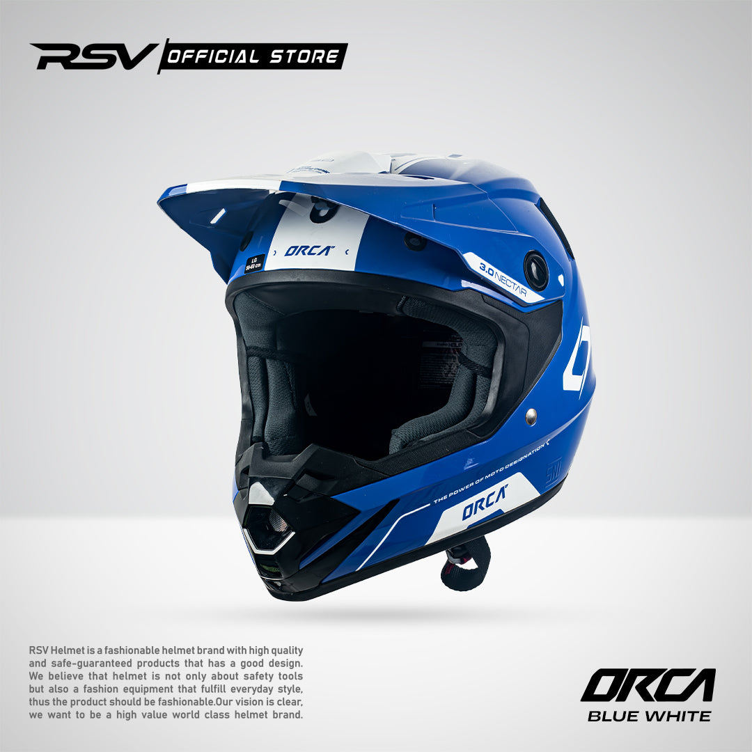 Helm RSV X ORCA Atom Nectar 3.0 Blue White | Helm Trail Cross Supermoto
