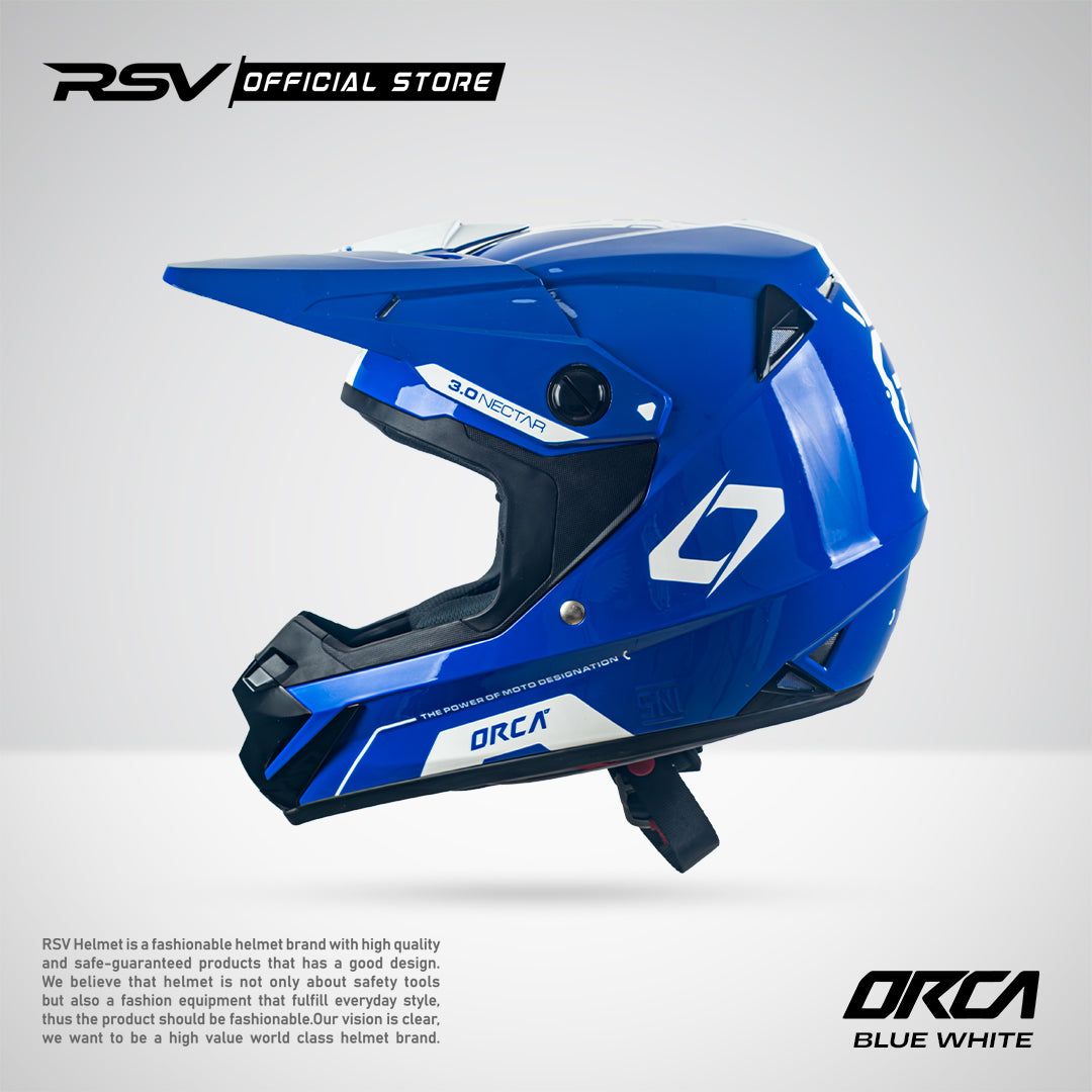 Helm RSV X ORCA Atom Nectar 3.0 Blue White | Helm Trail Cross Supermoto
