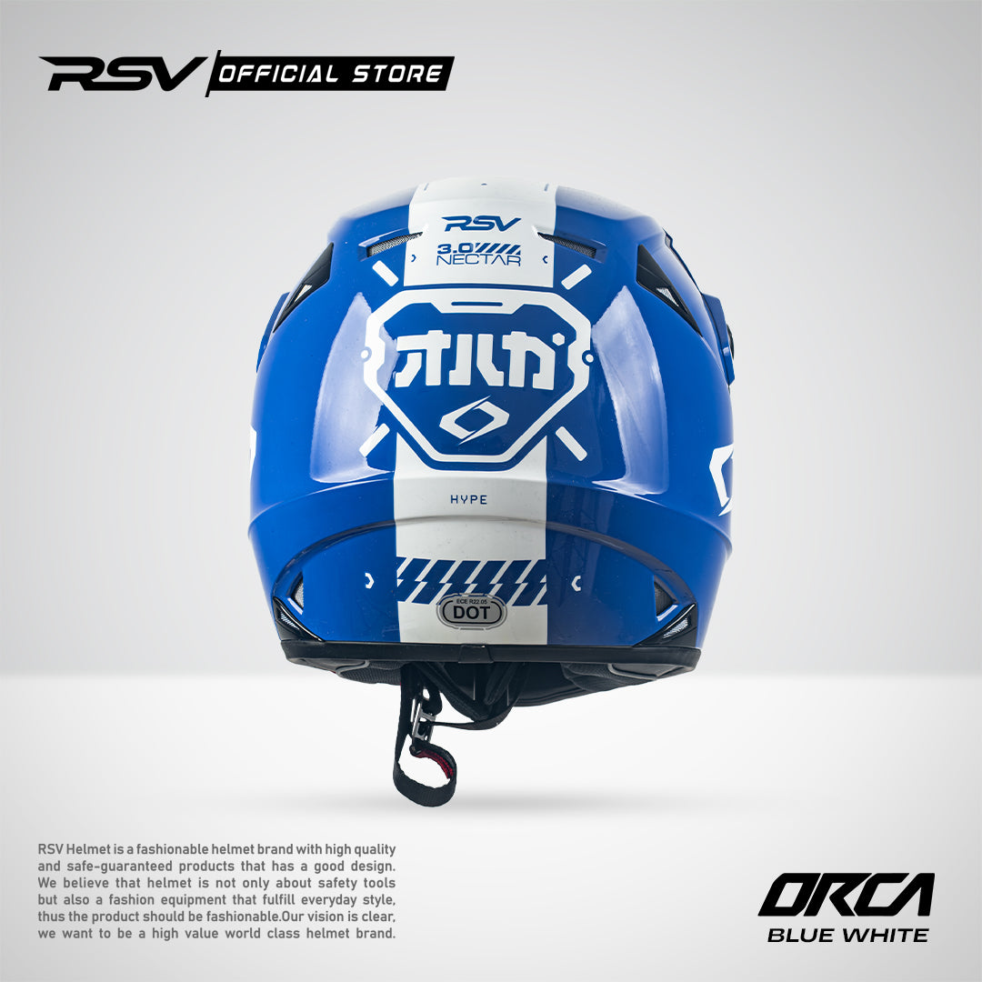 Helm RSV X ORCA Atom Nectar 3.0 Blue White | Helm Trail Cross Supermoto