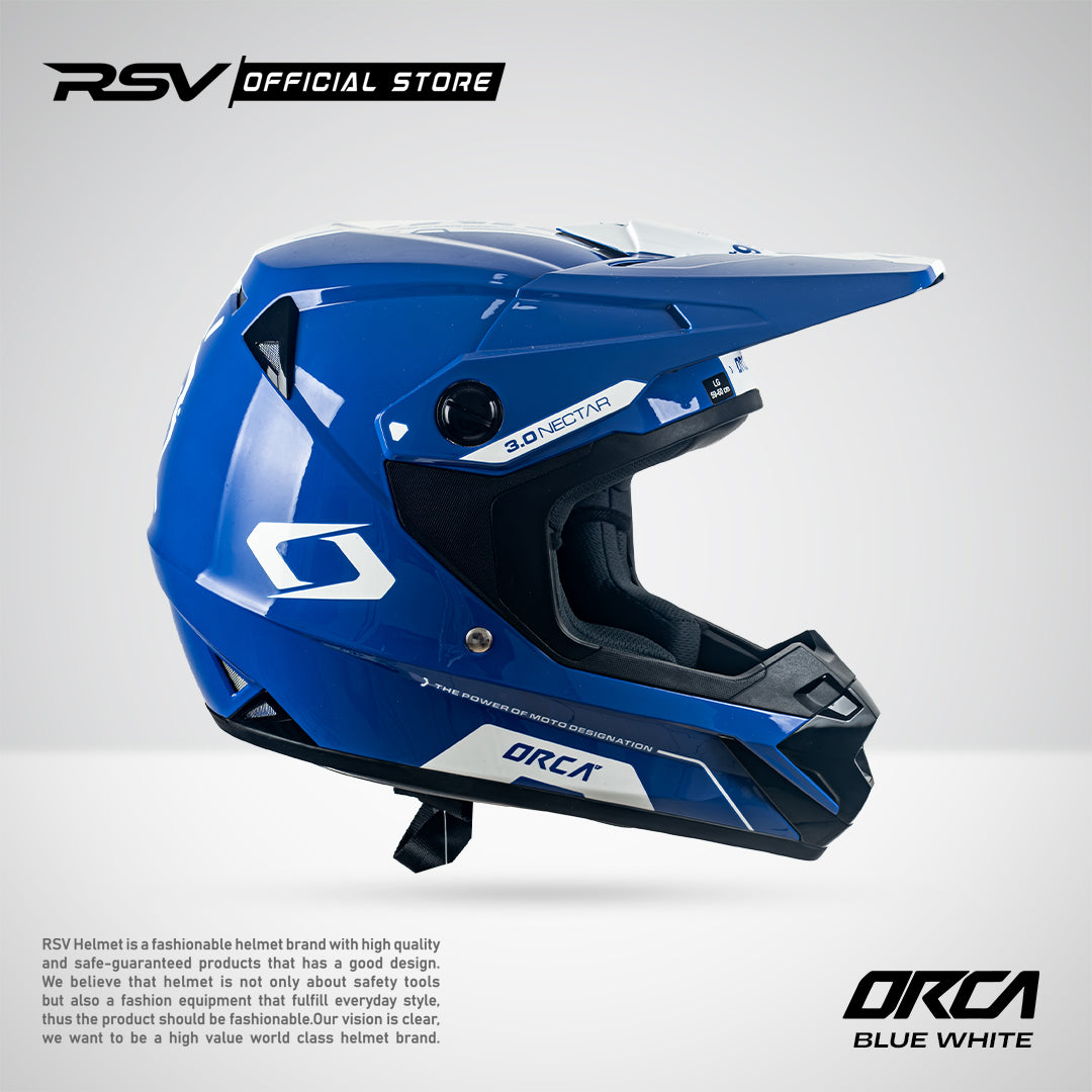 Helm RSV X ORCA Atom Nectar 3.0 Blue White | Helm Trail Cross Supermoto
