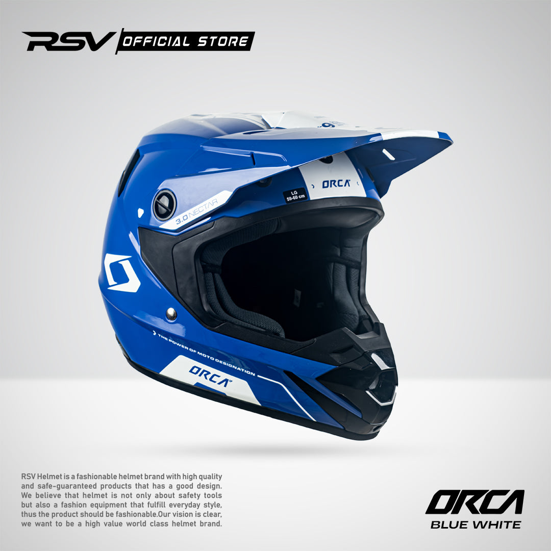 Helm RSV X ORCA Atom Nectar 3.0 Blue White | Helm Trail Cross Supermoto