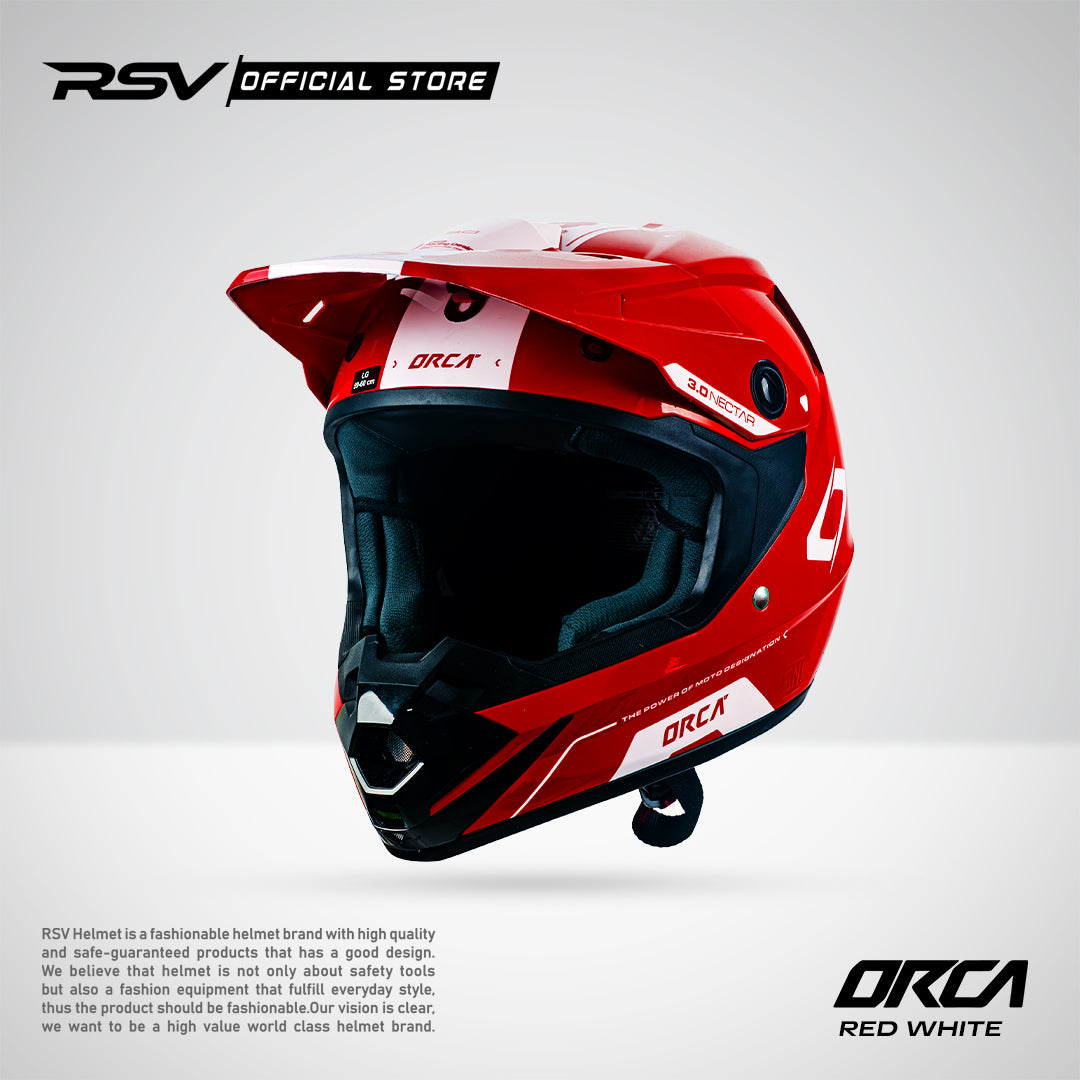 Helm RSV X ORCA Atom Nectar 3.0 Red White | Helm Trail Cross Supermoto