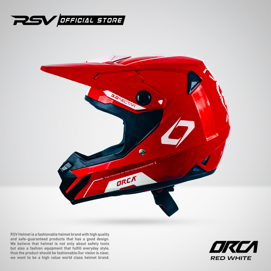 Helm RSV X ORCA Atom Nectar 3.0 Red White | Helm Trail Cross Supermoto