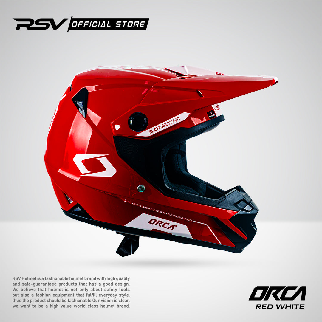 Helm RSV X ORCA Atom Nectar 3.0 Red White | Helm Trail Cross Supermoto