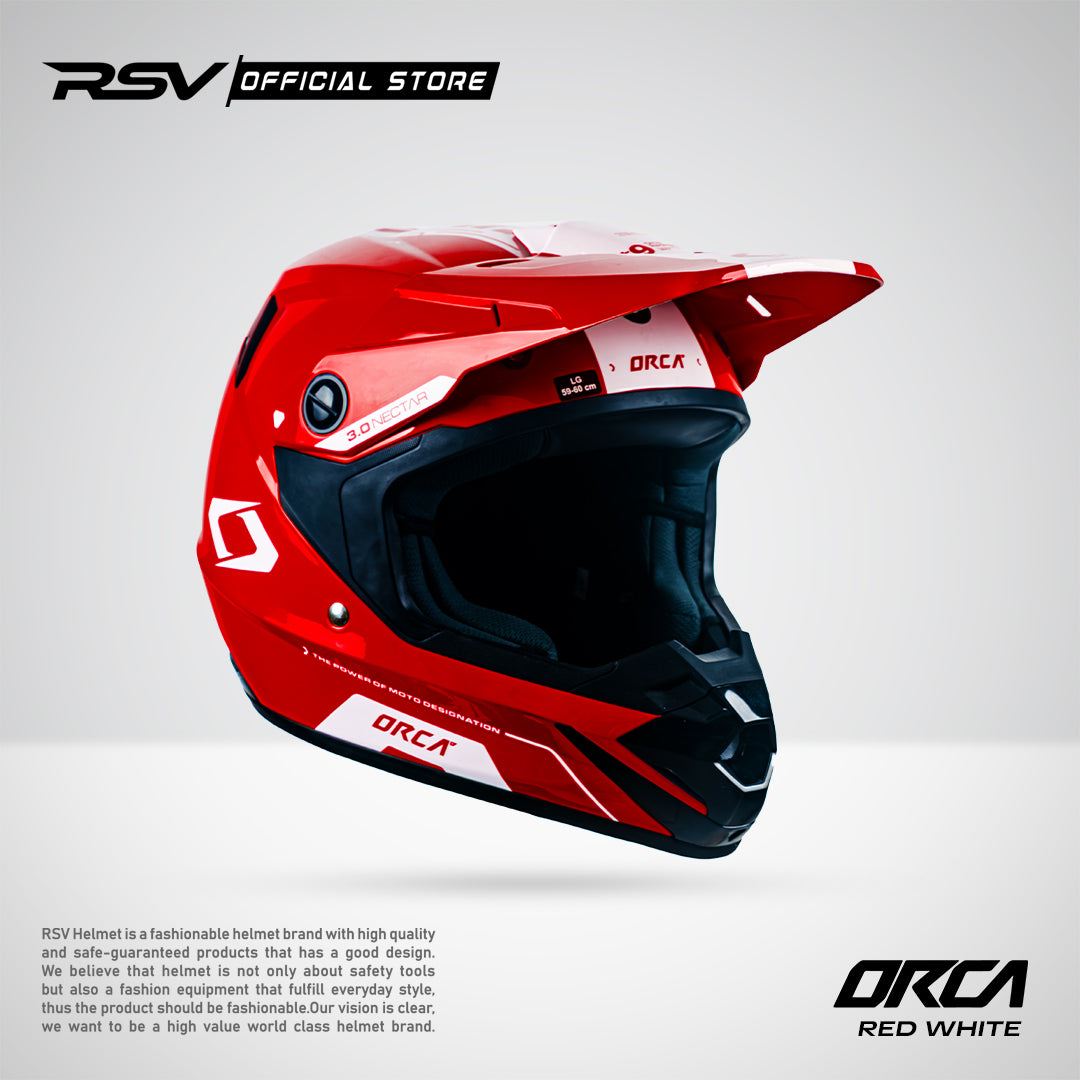 Helm RSV X ORCA Atom Nectar 3.0 Red White | Helm Trail Cross Supermoto