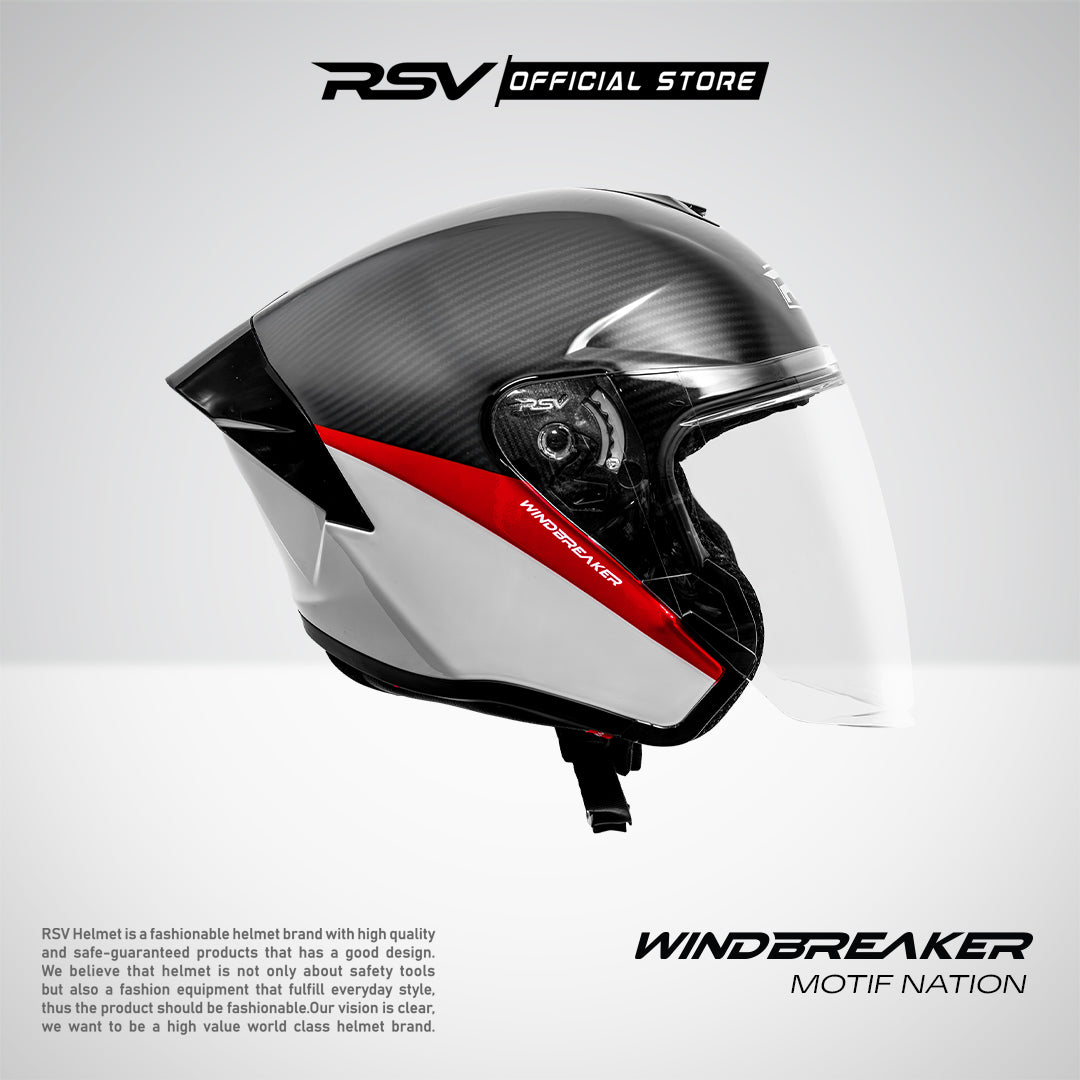 RSV Windbreaker Motif Nation Glossy Single Visor - Helm Half Face SNI Unisex