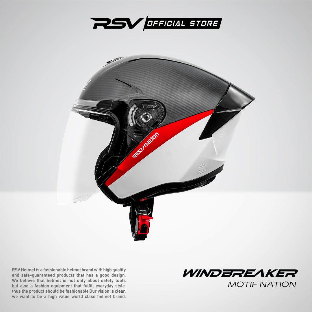 RSV X TVS Windbreaker Motif Nation Glossy Single Visor - Helm Half Face SNI Unisex