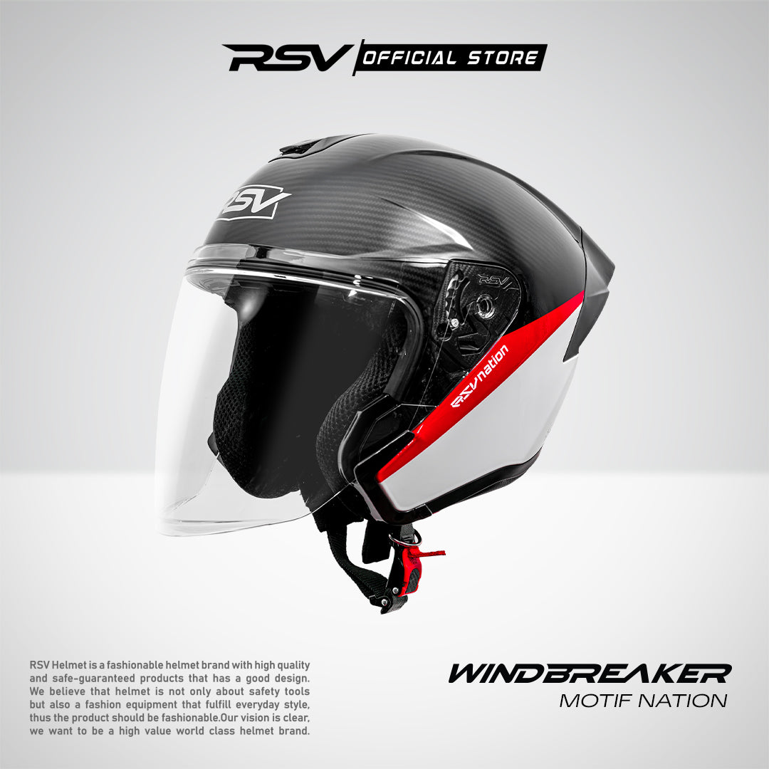 RSV Windbreaker Motif Nation Glossy Single Visor - Helm Half Face SNI Unisex