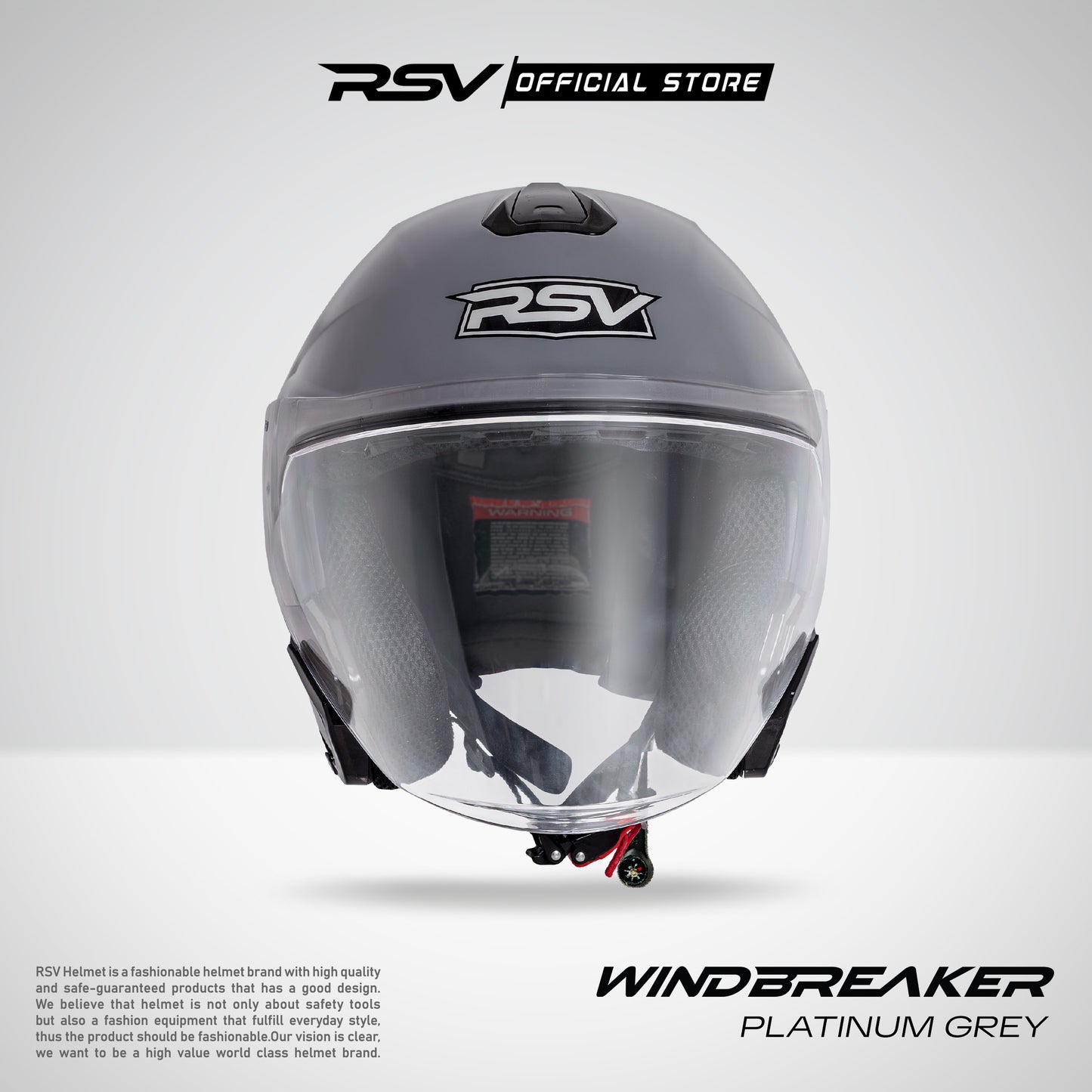 RSV X TVS Windbreaker Solid Platinum Grey Single Visor - Helm Half Face SNI Unisex