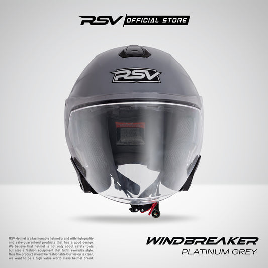RSV X TVS Windbreaker Solid Platinum Grey Single Visor - Helm Half Face SNI Unisex