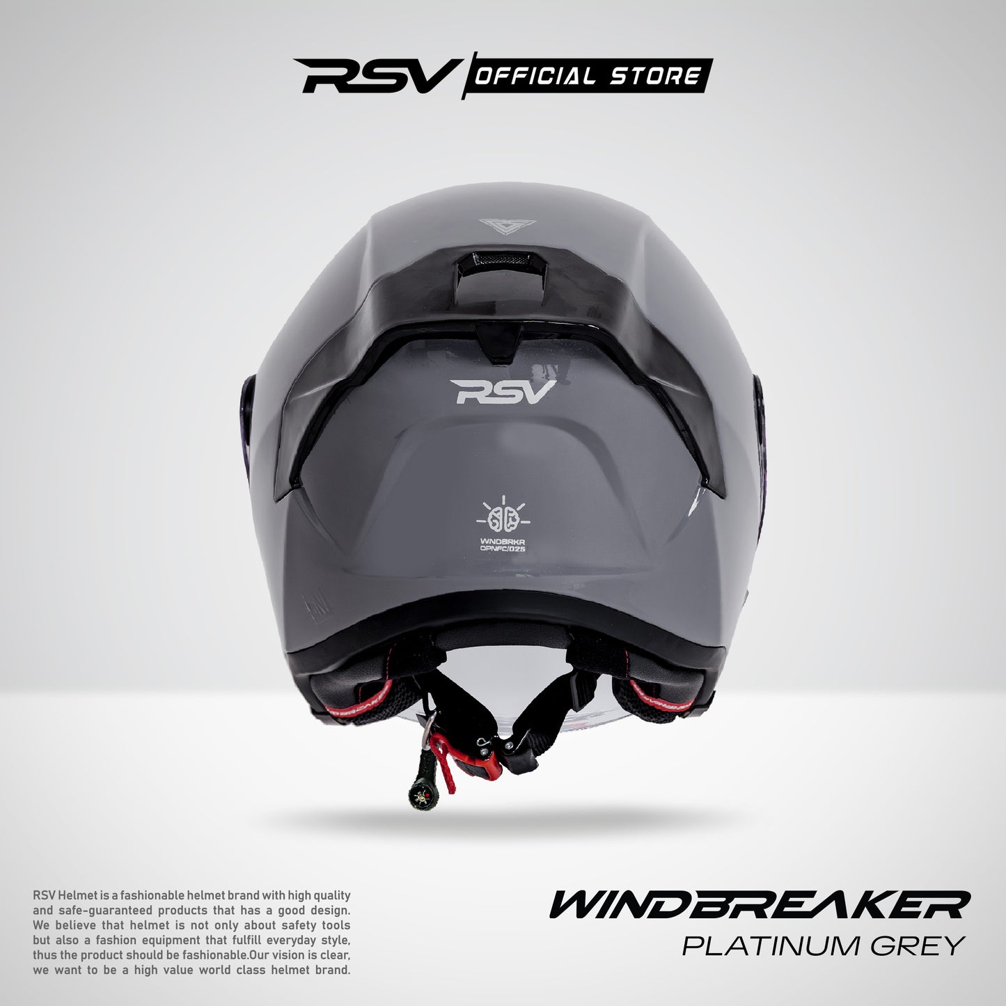 RSV Windbreaker Solid Platinum Grey Single Visor - Helm Half Face SNI Unisex