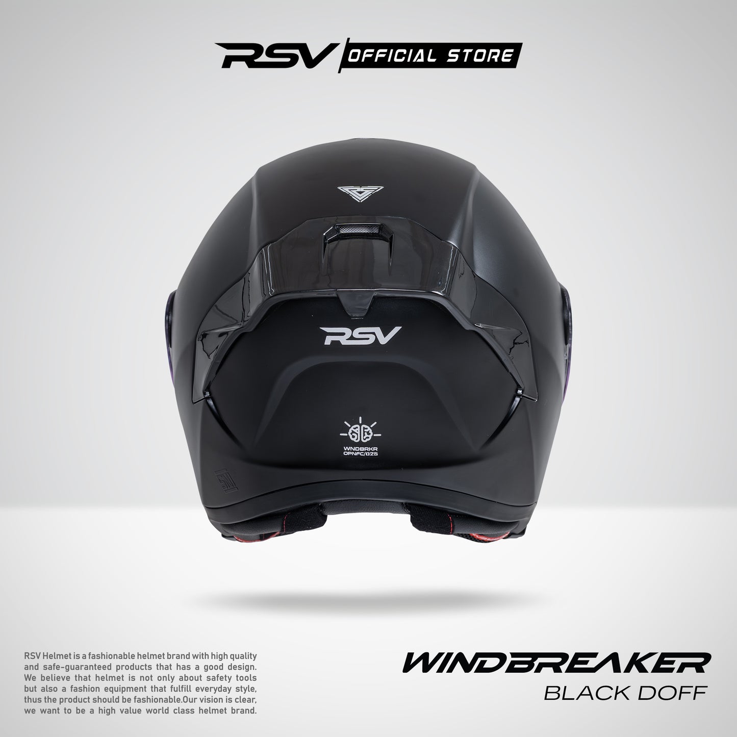 RSV Windbreaker Solid Black Doff Single Visor - Helm Half Face SNI Unisex