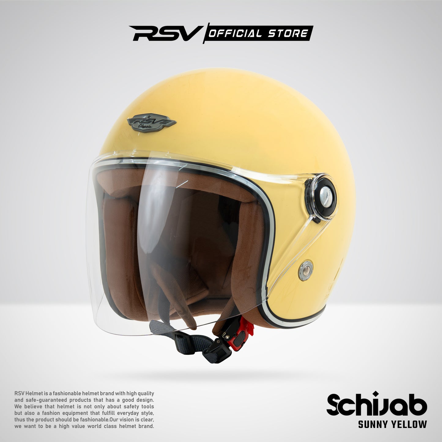 RSV SC Hijab Retro Classic Helm Half Face - Sunny Yellow l Helm Hijab