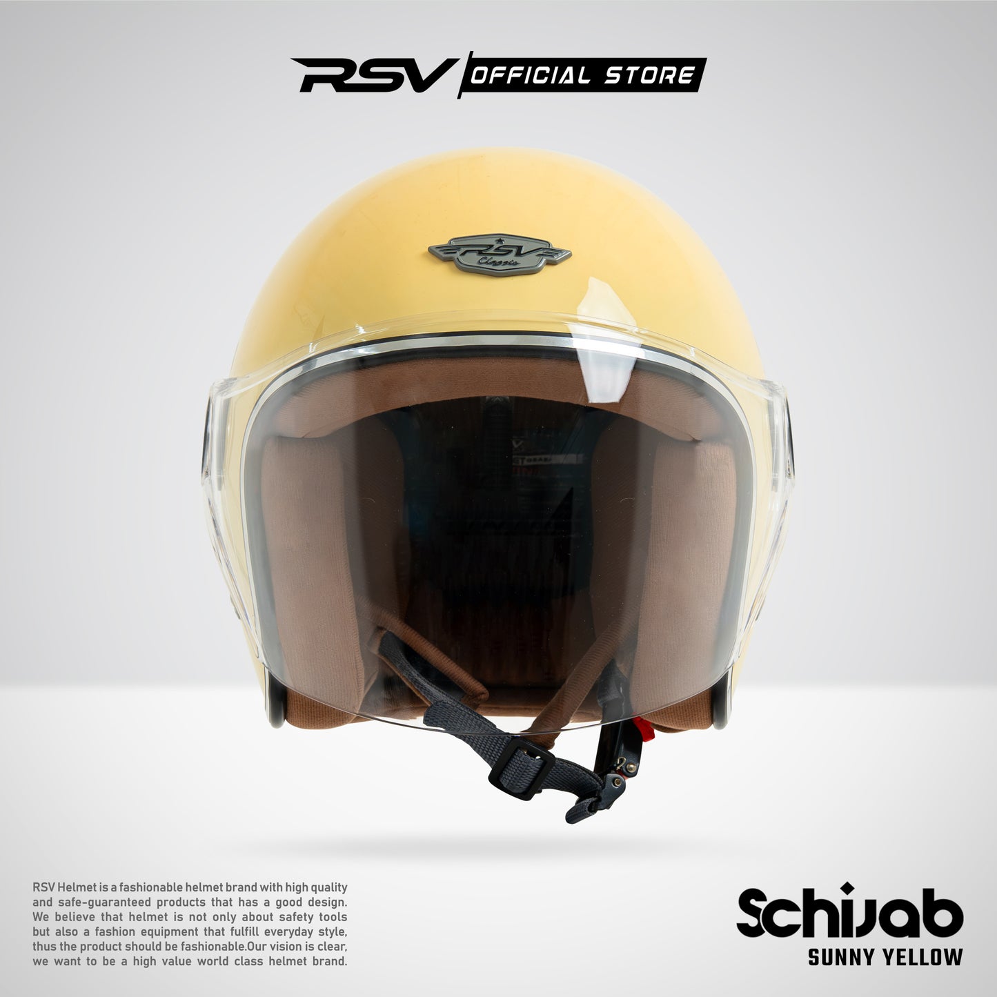 RSV X TVS SC Hijab Retro Classic Helm Half Face - Sunny Yellow Helm Hijab