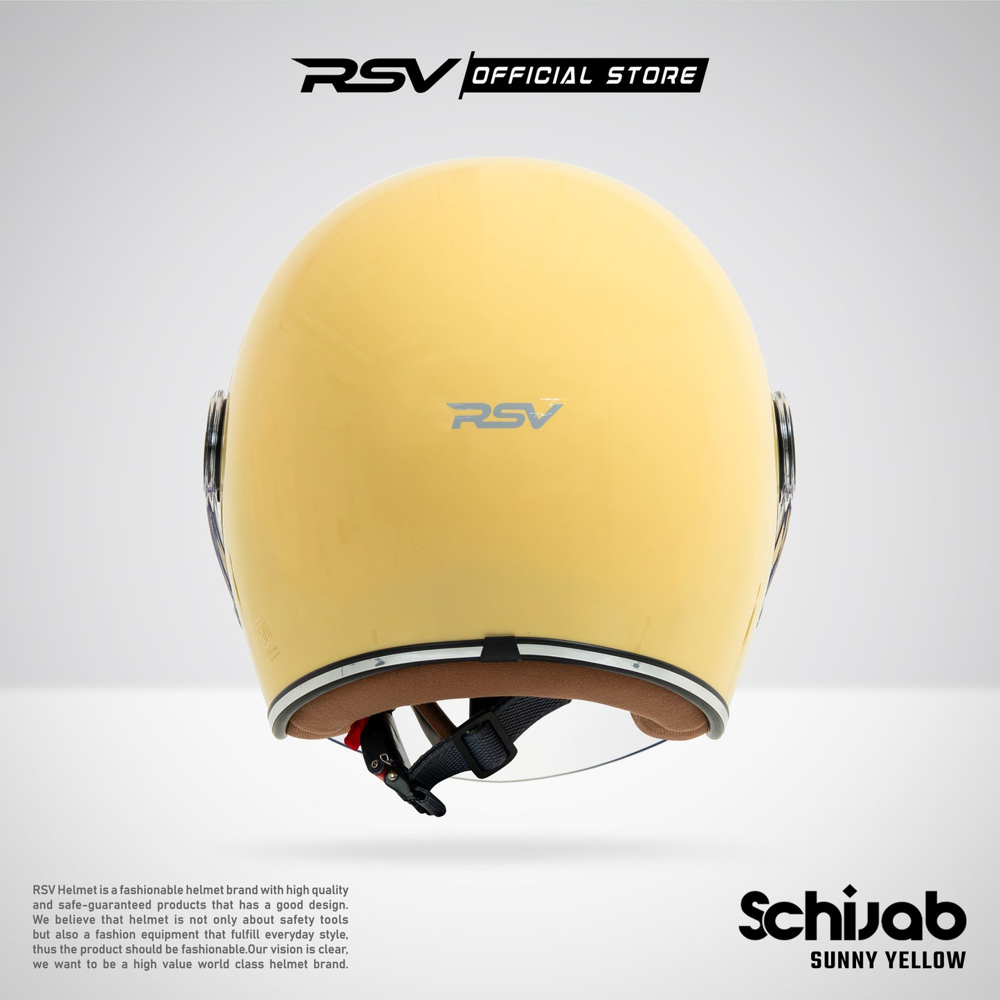 RSV X TVS SC Hijab Retro Classic Helm Half Face - Sunny Yellow Helm Hijab