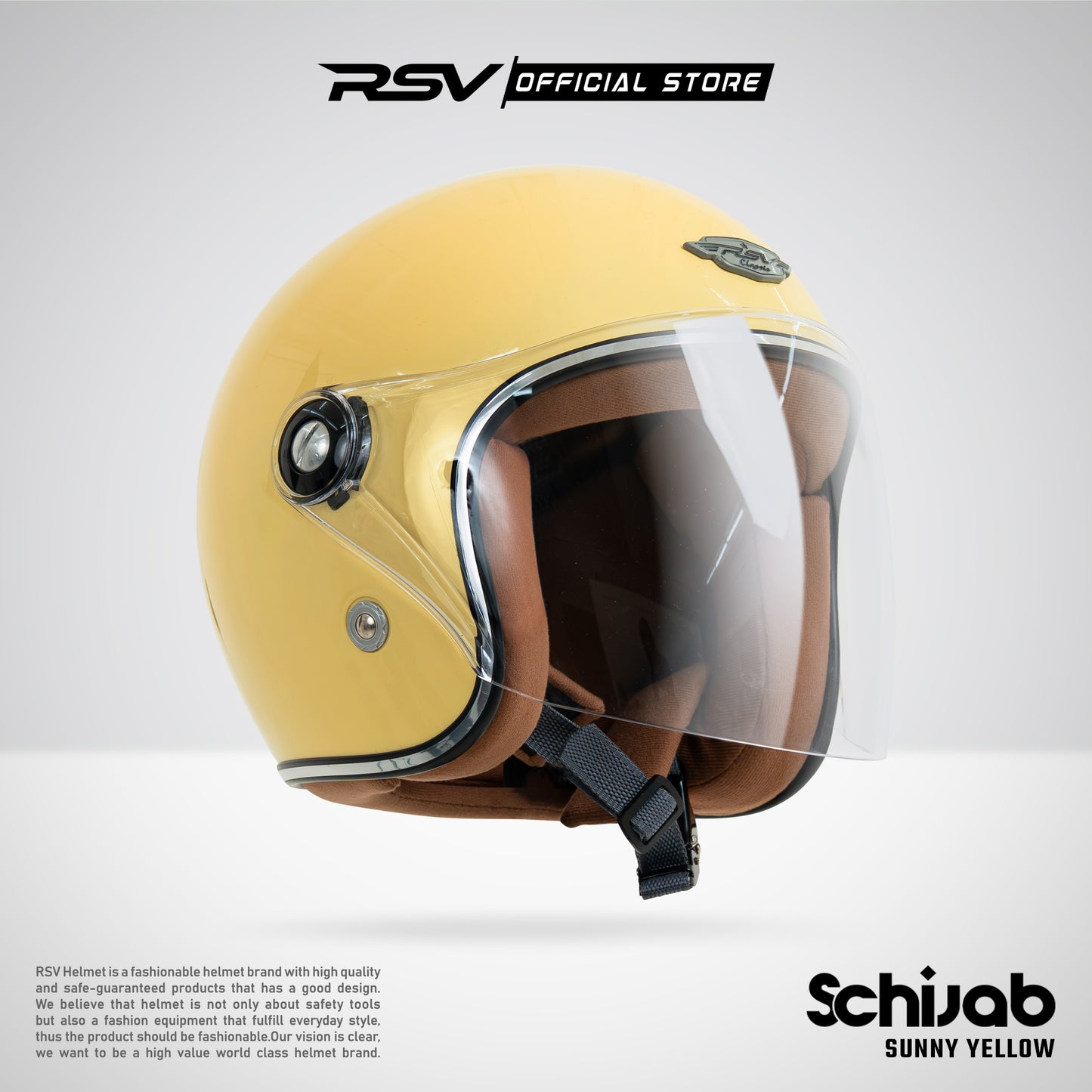 RSV X TVS SC Hijab Retro Classic Helm Half Face - Sunny Yellow Helm Hijab