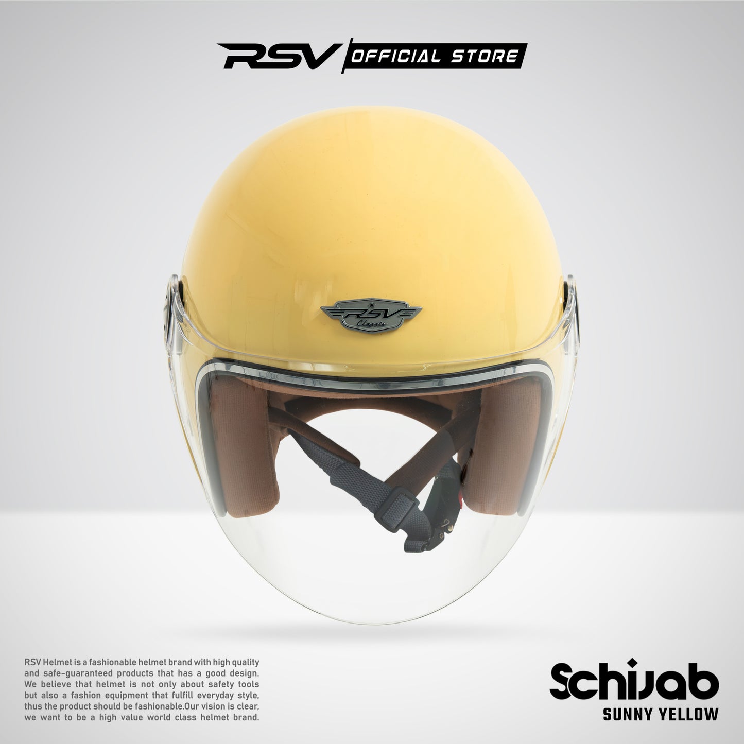 RSV SC Hijab Retro Classic Helm Half Face - Sunny Yellow l Helm Hijab