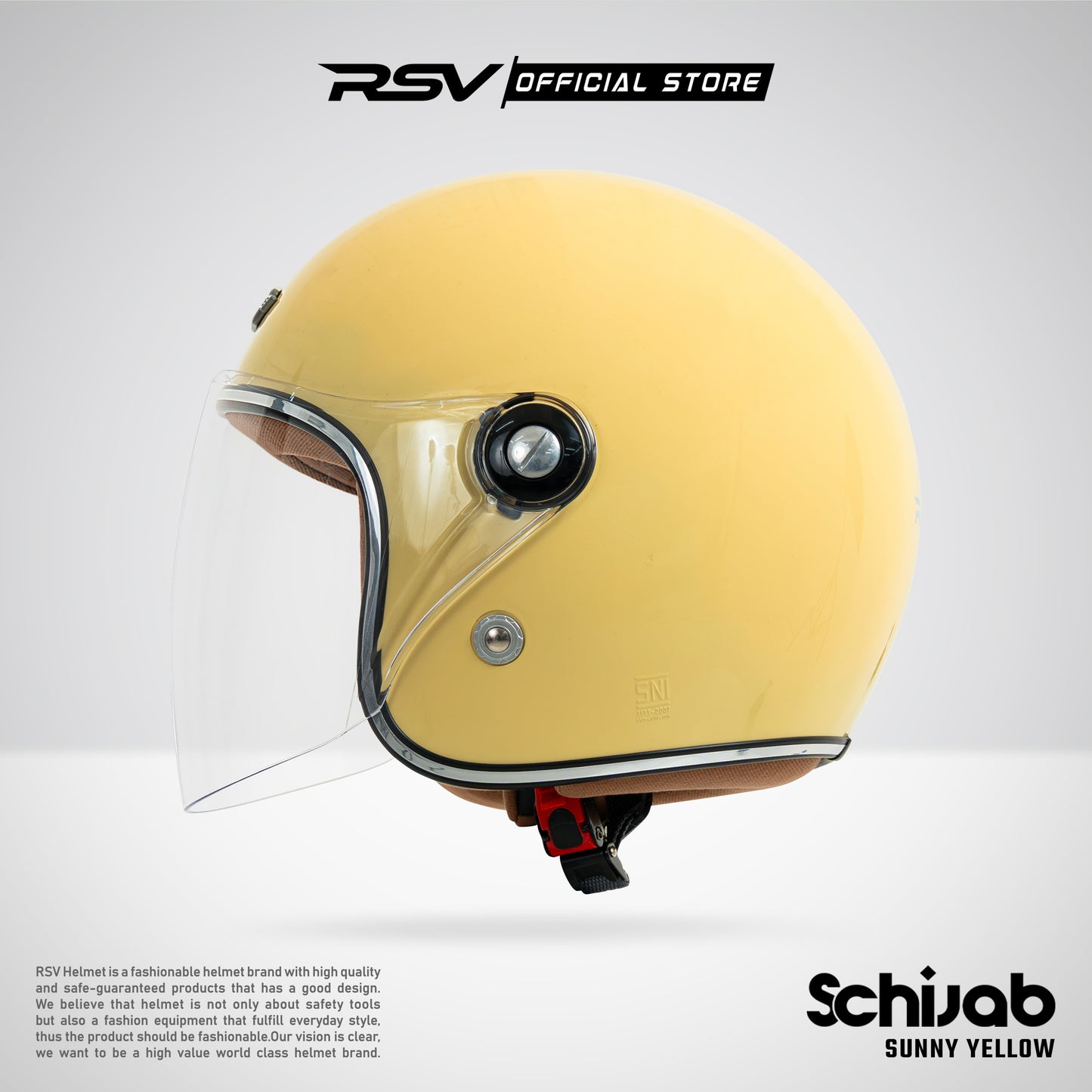RSV X TVS SC Hijab Retro Classic Helm Half Face - Sunny Yellow Helm Hijab