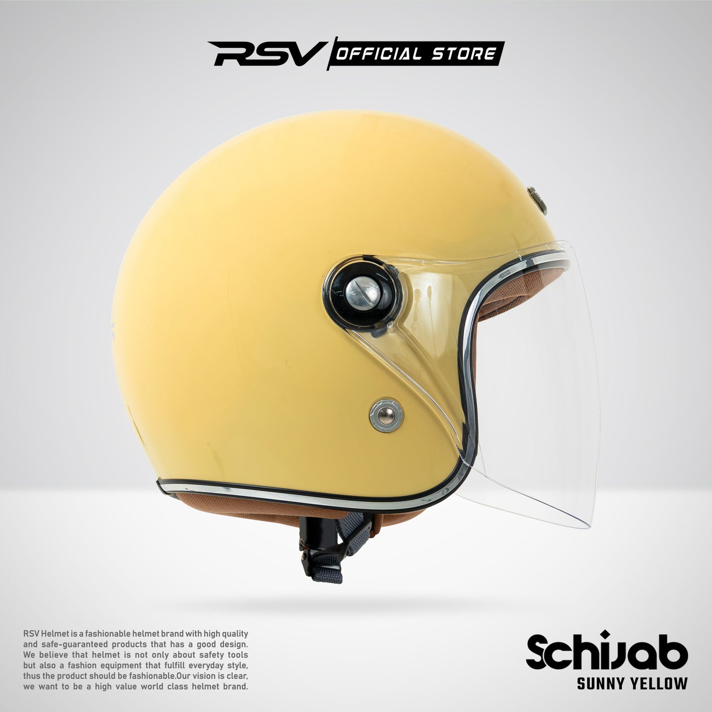 RSV X TVS SC Hijab Retro Classic Helm Half Face - Sunny Yellow Helm Hijab