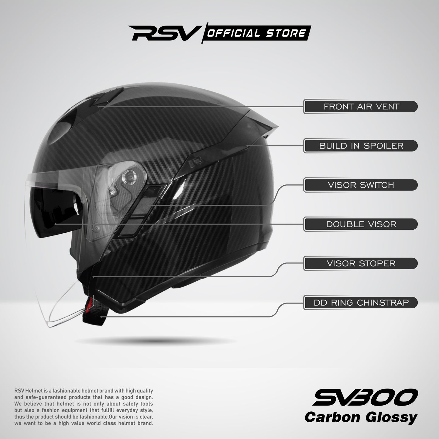 RSV X TVS SV300 CARBON GLOSSY DOUBLE VISOR