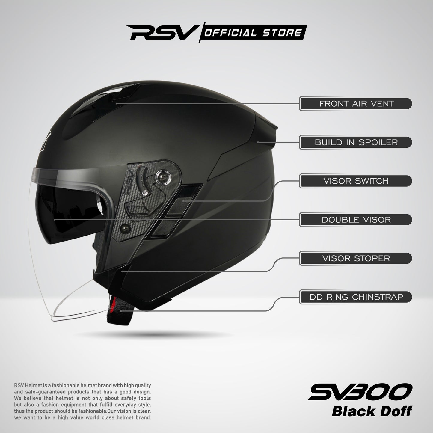 RSV X TVS SV300 BLACK DOFF DOUBLE VISOR