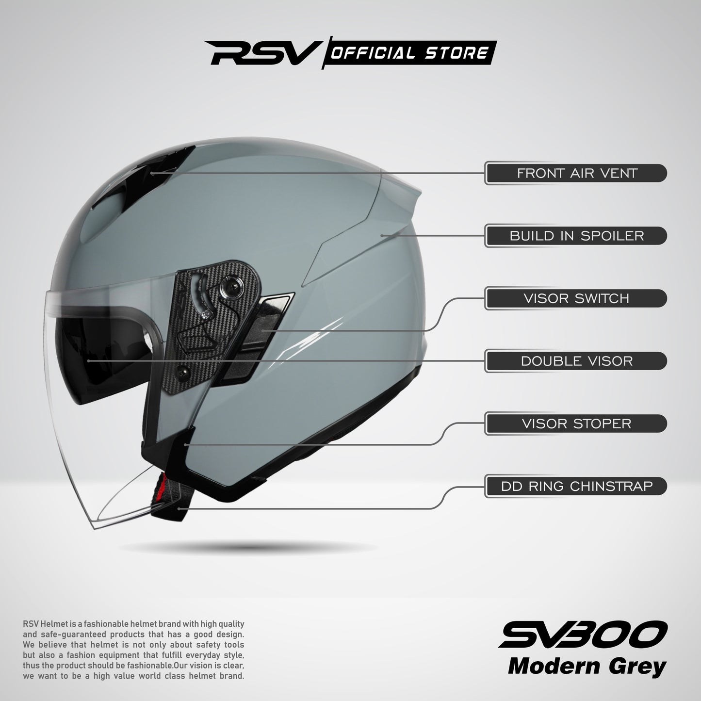 RSV SV300 MODERN GREY DOUBLE VISOR