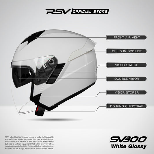 RSV X TVS SV300 WHITE GLOSSY DOUBLE VISOR
