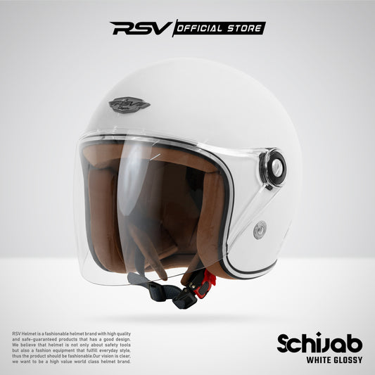 RSV SC Hijab Retro Classic Helm Half Face - White Glossy l Helm Hijab