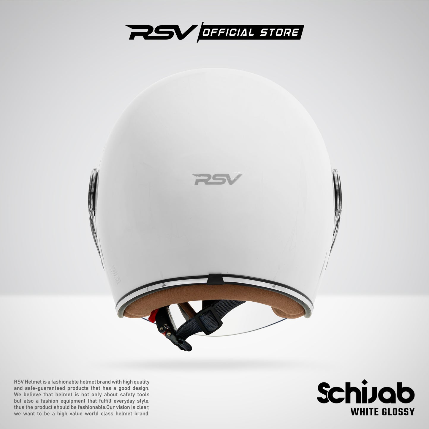 RSV SC Hijab Retro Classic Helm Half Face - White Glossy l Helm Hijab