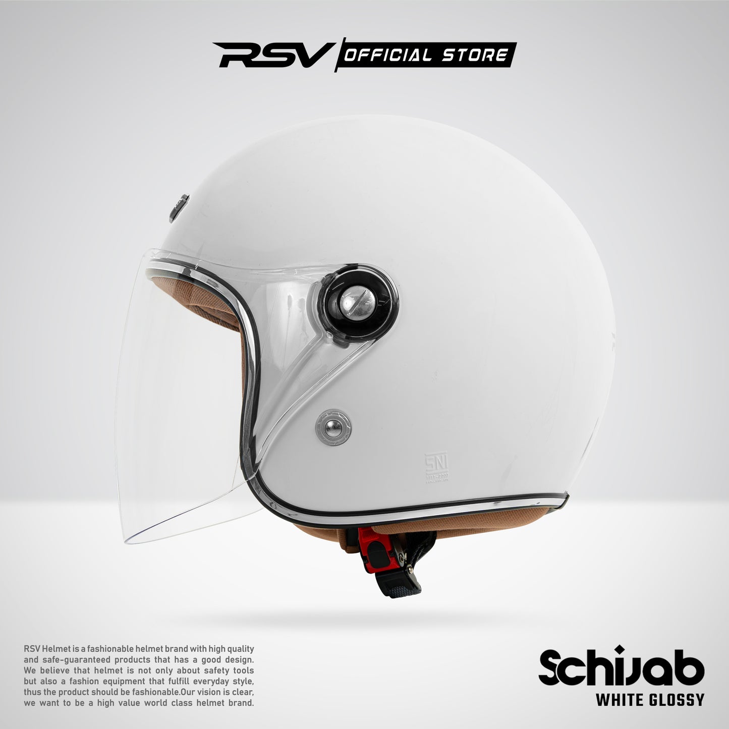 RSV SC Hijab Retro Classic Helm Half Face - White Glossy l Helm Hijab