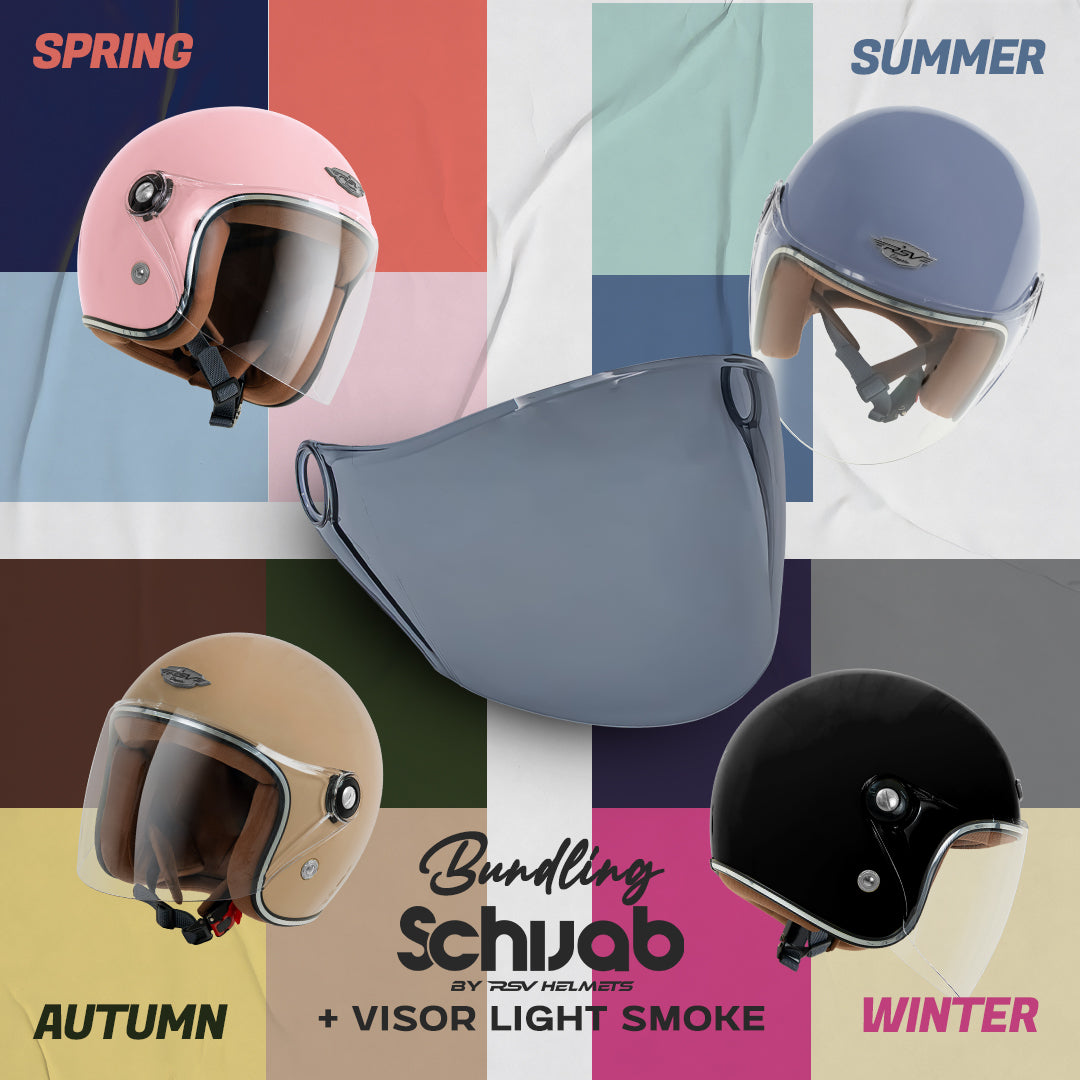 (Bundle) Helm RSV SC Hijab Series + Extra Visor Light Smoke [All Color]  | Helm Hijab | Half Face