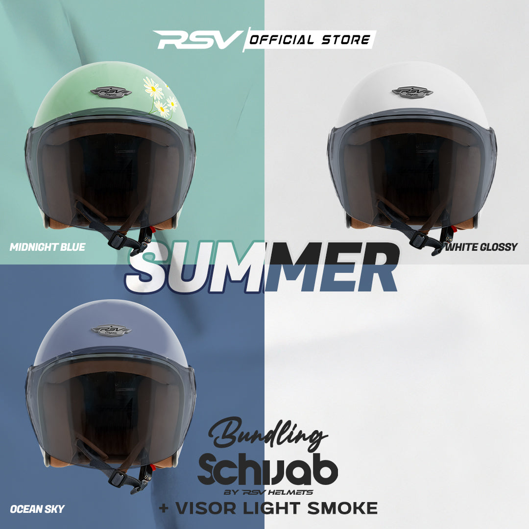 (Bundle) Helm RSV SC Hijab Series + Extra Visor Light Smoke [All Color]  | Helm Hijab | Half Face