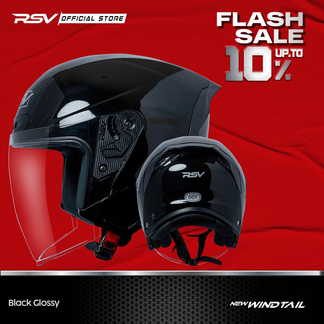 RSV NEW WINDTAIL BLACK GLOSSY SINGLE VISOR
