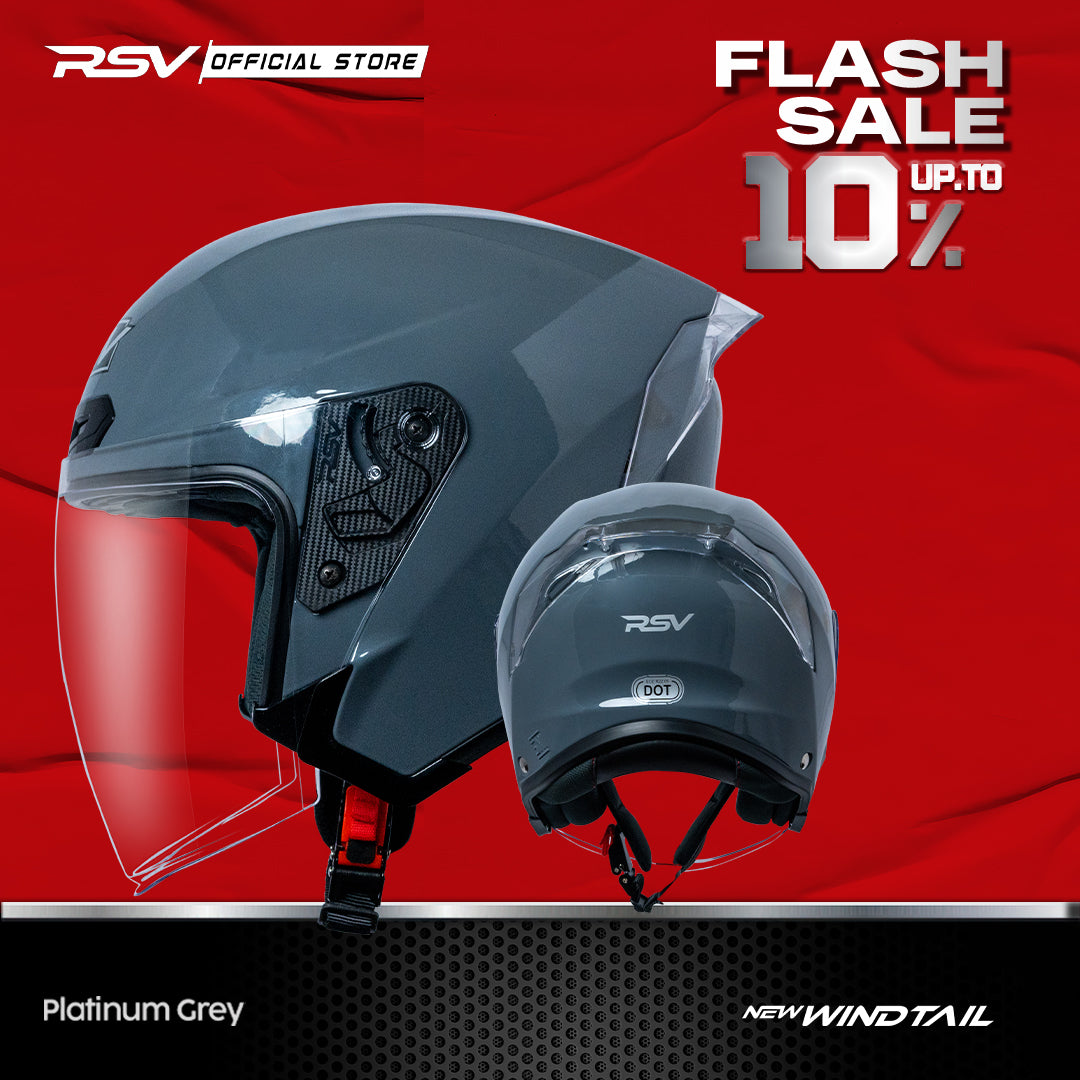 RSV NEW WINDTAIL PLATINUM GREY GLOSSY SINGLE VISOR