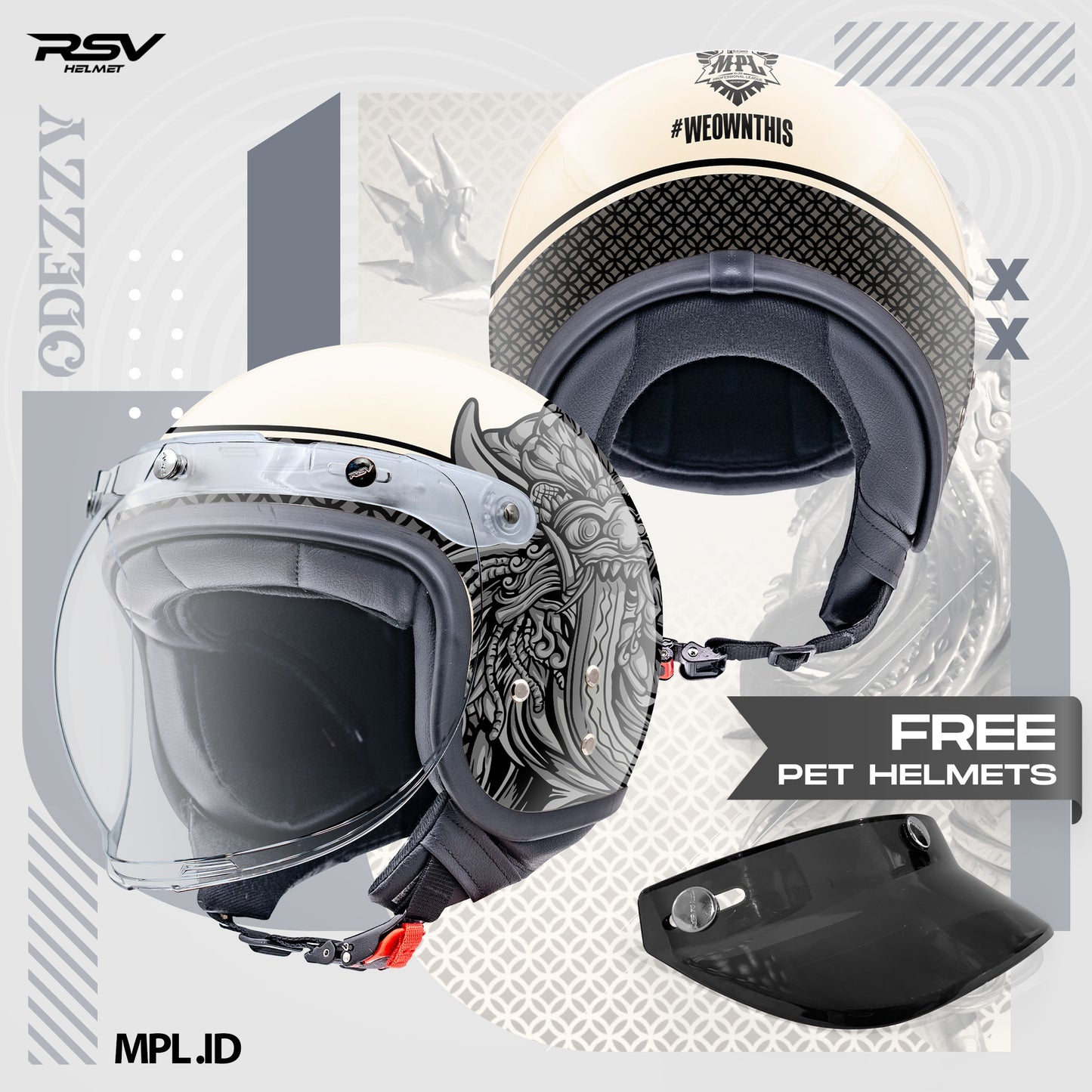 RSV Helmets x MPL ID Exclusive Collaboration MPL ID - Helm RSV Classic Odezzy (Limited Edition Series) - Helm Half Face Retro