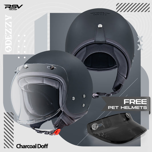 Helm RSV Odezzy Solid Charcoal Doff Single Visor - Half Face