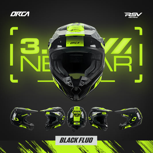 Helm RSV X ORCA Atom Nectar 3.0 Black Fluo | Helm Trail Cross Supermoto
