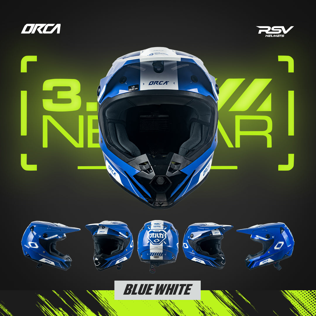 Helm RSV X ORCA Atom Nectar 3.0 Blue White | Helm Trail Cross Supermoto