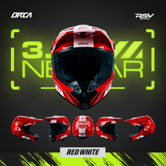 Helm RSV X ORCA Atom Nectar 3.0 Red White | Helm Trail Cross Supermoto