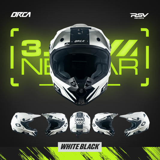 Helm RSV X ORCA Atom Nectar 3.0 White Black | Helm Trail Cross Supermoto