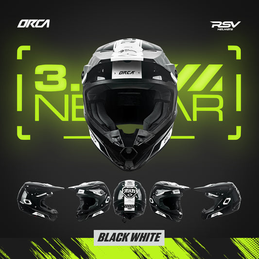 Helm RSV X ORCA Atom Nectar 3.0 Black White | Helm Trail Cross Supermoto