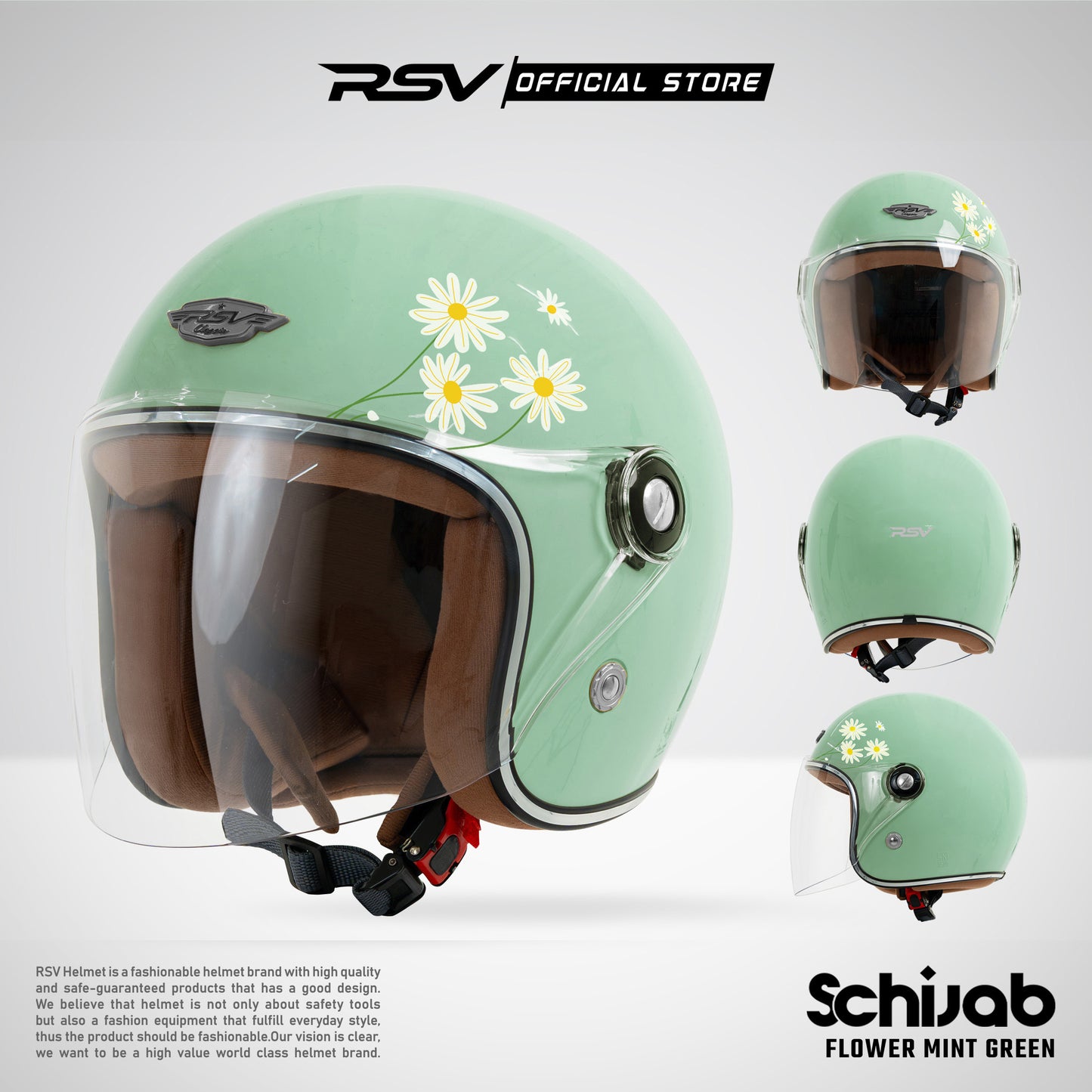 RSV SC Hijab Retro Classic – Helm Half Face Hijab Friendly [Helm Only Fullset | All Color]