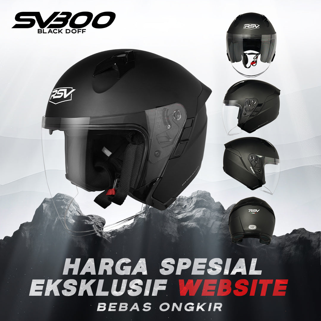 Helm Motor Half Face RSV Original SV300 BLACK DOFF DOUBLE VISOR Helm SNI DOT & ECE R22.05 Helmet Dewasa Pria Dan Wanita