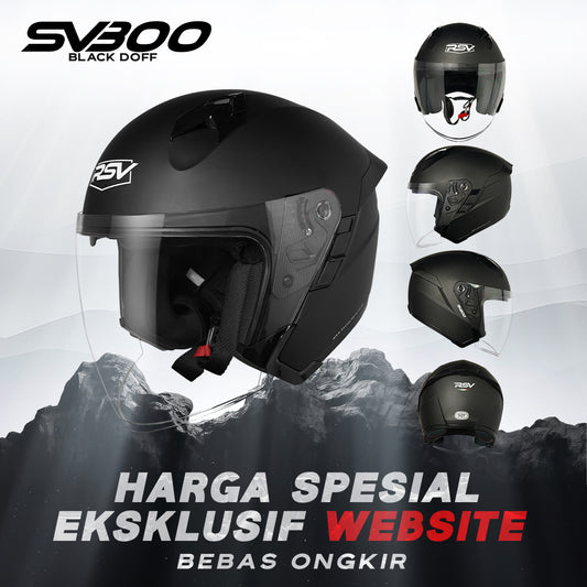 Helm Motor Half Face RSV Original SV300 BLACK DOFF DOUBLE VISOR Helm SNI DOT & ECE R22.05 Helmet Dewasa Pria Dan Wanita