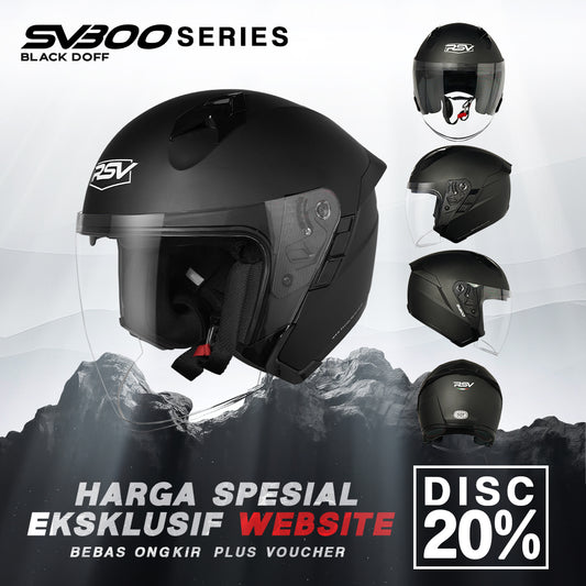 Helm Motor Half Face RSV Original SV300 BLACK DOFF DOUBLE VISOR Helm SNI DOT & ECE R22.05 Helmet Dewasa Pria Dan Wanita